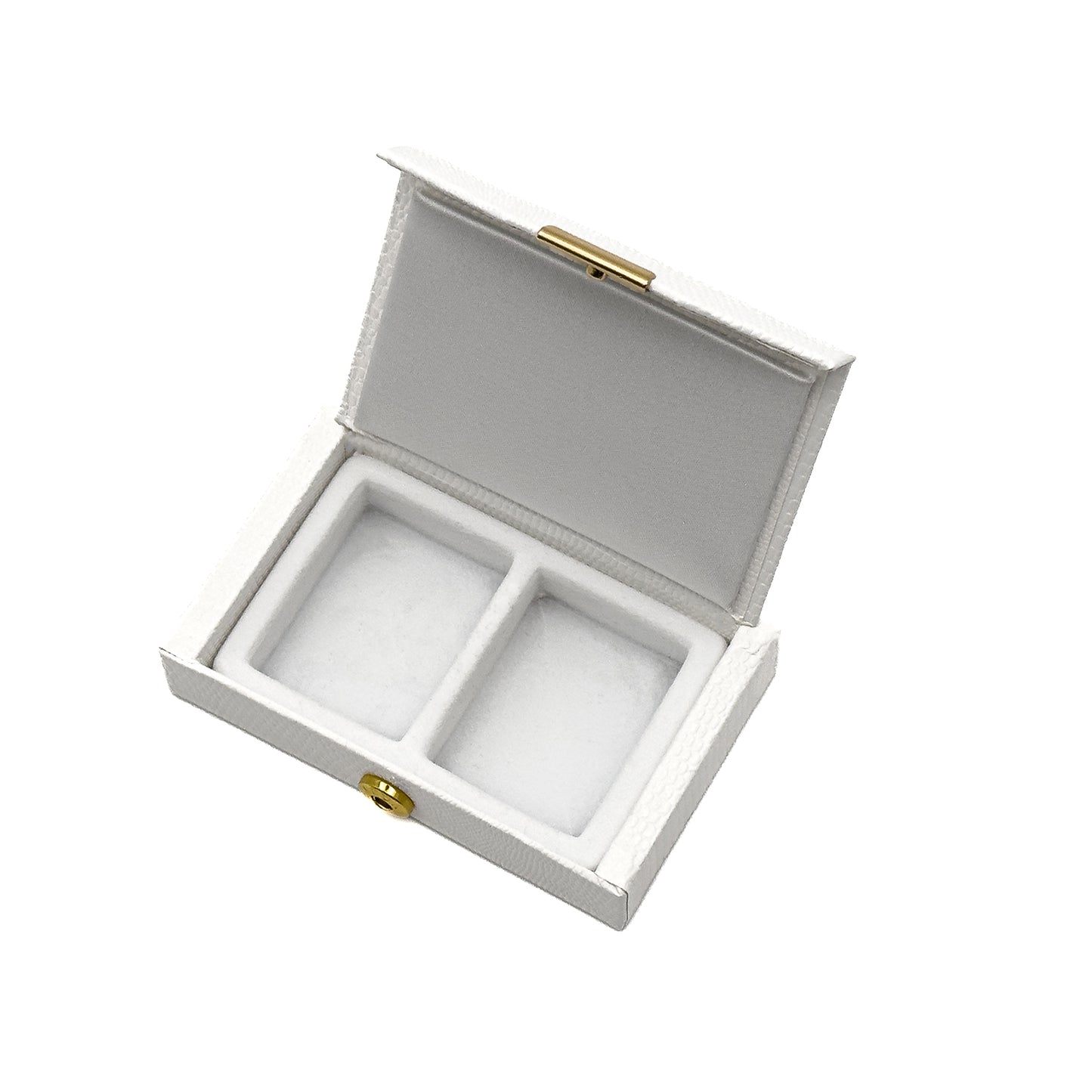 Elegance | Premium White Textured Leatherette Wedding Day Ring Case with Gold Button Closure (Pack of 10)
