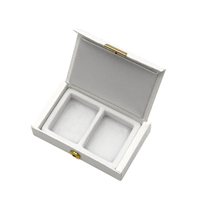 Elegance | Premium White Textured Leatherette Wedding Day Ring Case with Gold Button Closure (Pack of 10)