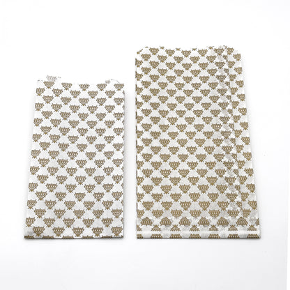 Gold & White Diamond Design Paper Bags | Affordable & Recyclable Packaging (Pack of 1000)