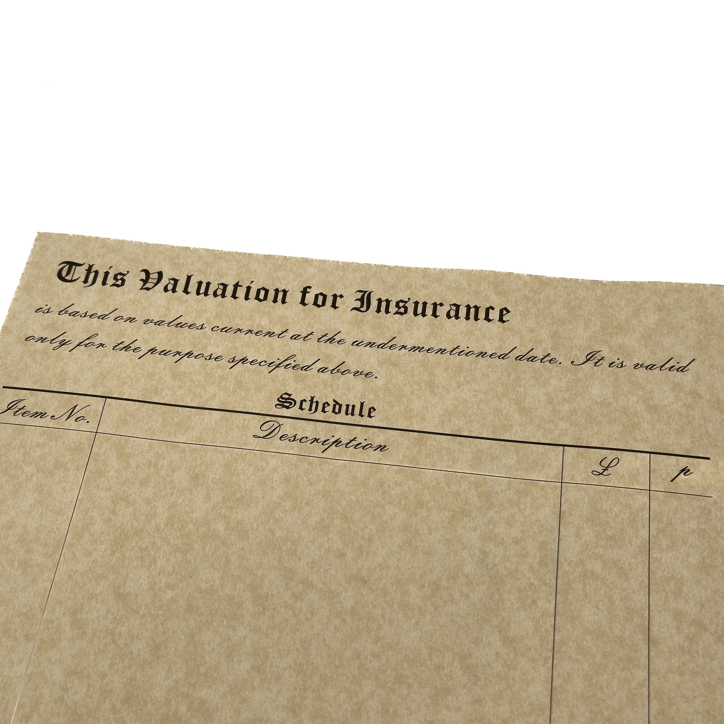 Premium Parchment Valuation for Insurance Forms | 100 x A4 Forms with Envelopes | Jewellers' Essentials