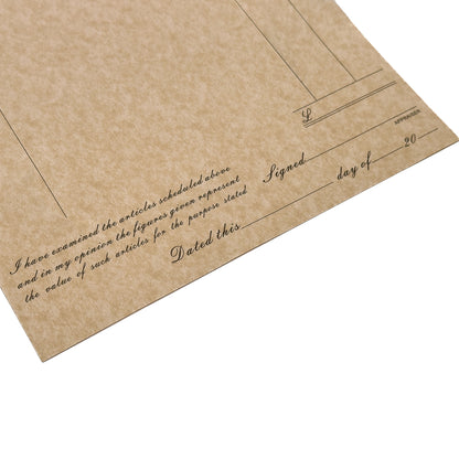 Premium Parchment Valuation for Insurance Forms | 100 x A4 Forms with Envelopes | Jewellers' Essentials