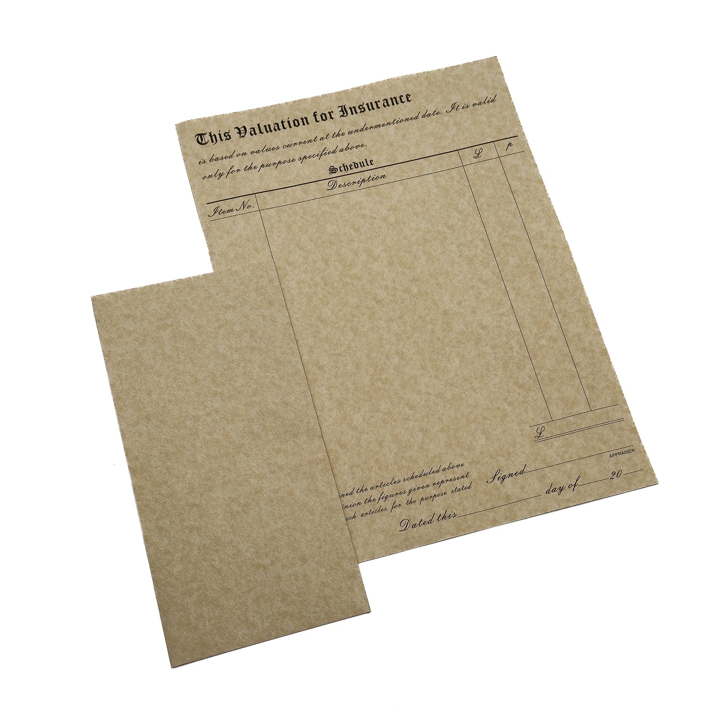 Premium Parchment Valuation for Insurance Forms | 100 x A4 Forms with Envelopes | Jewellers' Essentials