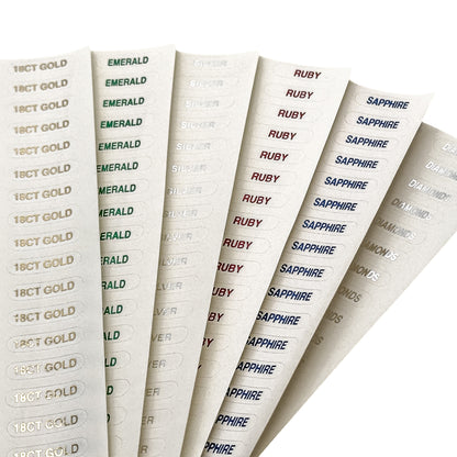 Metallic Foil Jewellery Labels | Self-Adhesive | Jewellers' Essentials (Strips of 20)