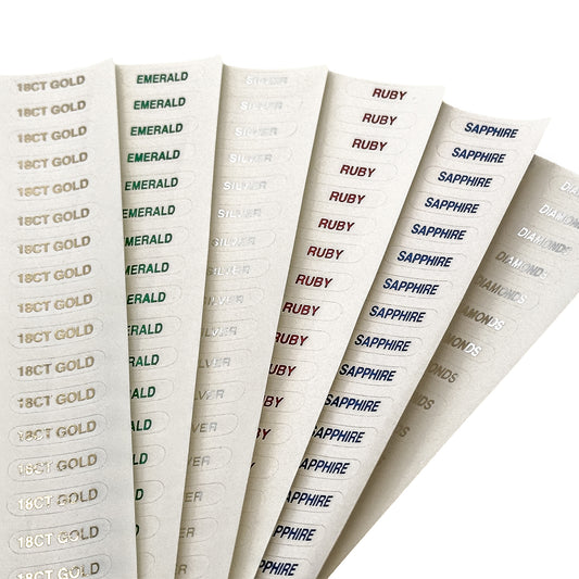 Metallic Foil Jewellery Labels | Self-Adhesive | Jewellers' Essentials (Strips of 20)