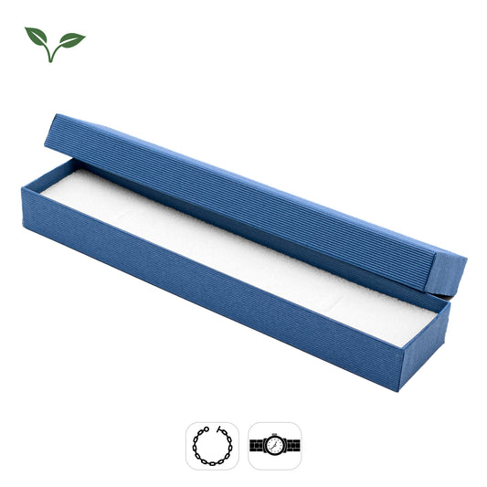 Legacy | Eco-Friendly Blue Ribbed Bracelet / Watch Box (Pack of 30)