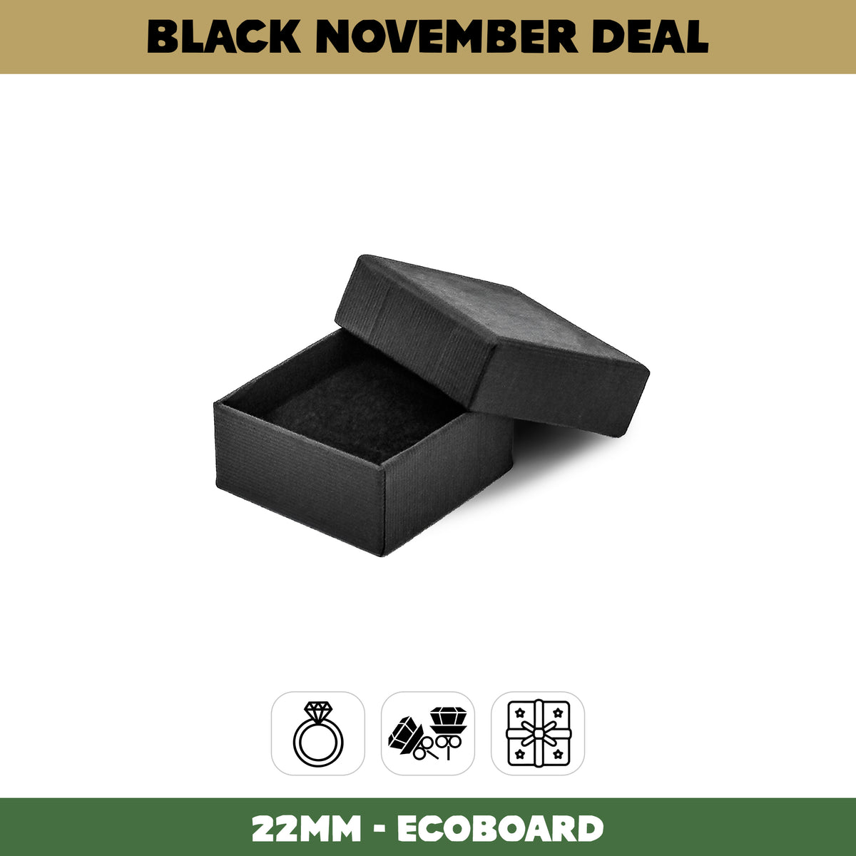 45x45x22mm Lima EcoBoard |Small Universal Jewellery & Gift Box | Sustainable Packaging (Pack of 100)