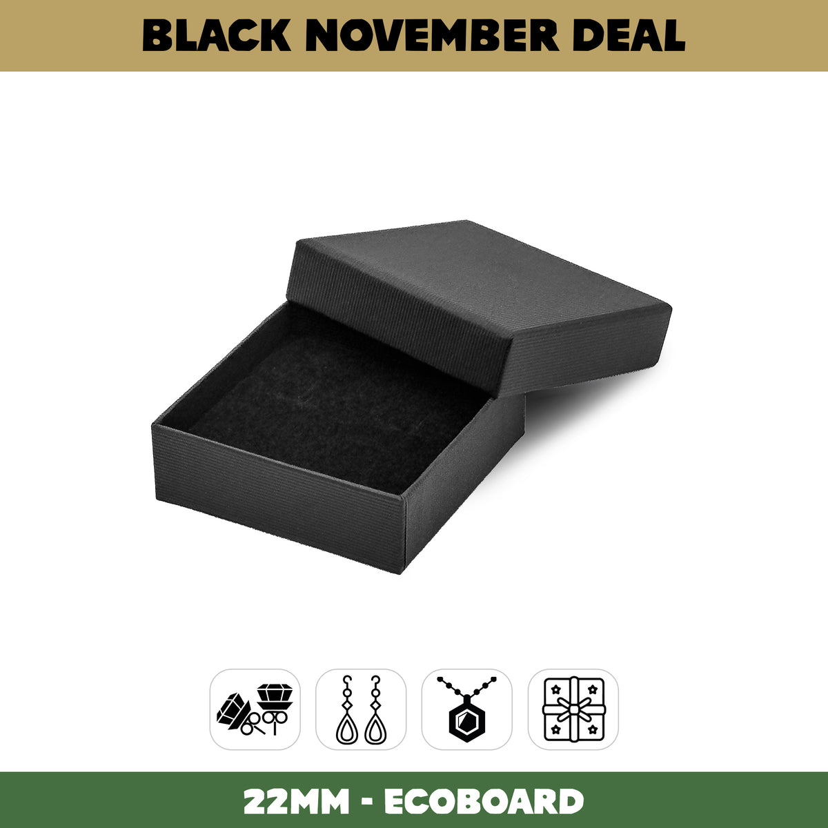 65x65x22mm Lima EcoBoard | Medium Universal Jewellery & Gift Box | Sustainable Packaging (Pack of 100)