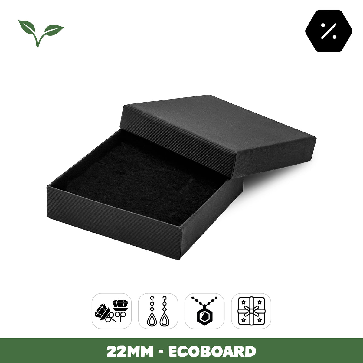 85x85x22mm Lima EcoBoard | Large Universal Jewellery & Gift Box | Sustainable Packaging (Pack of 50)