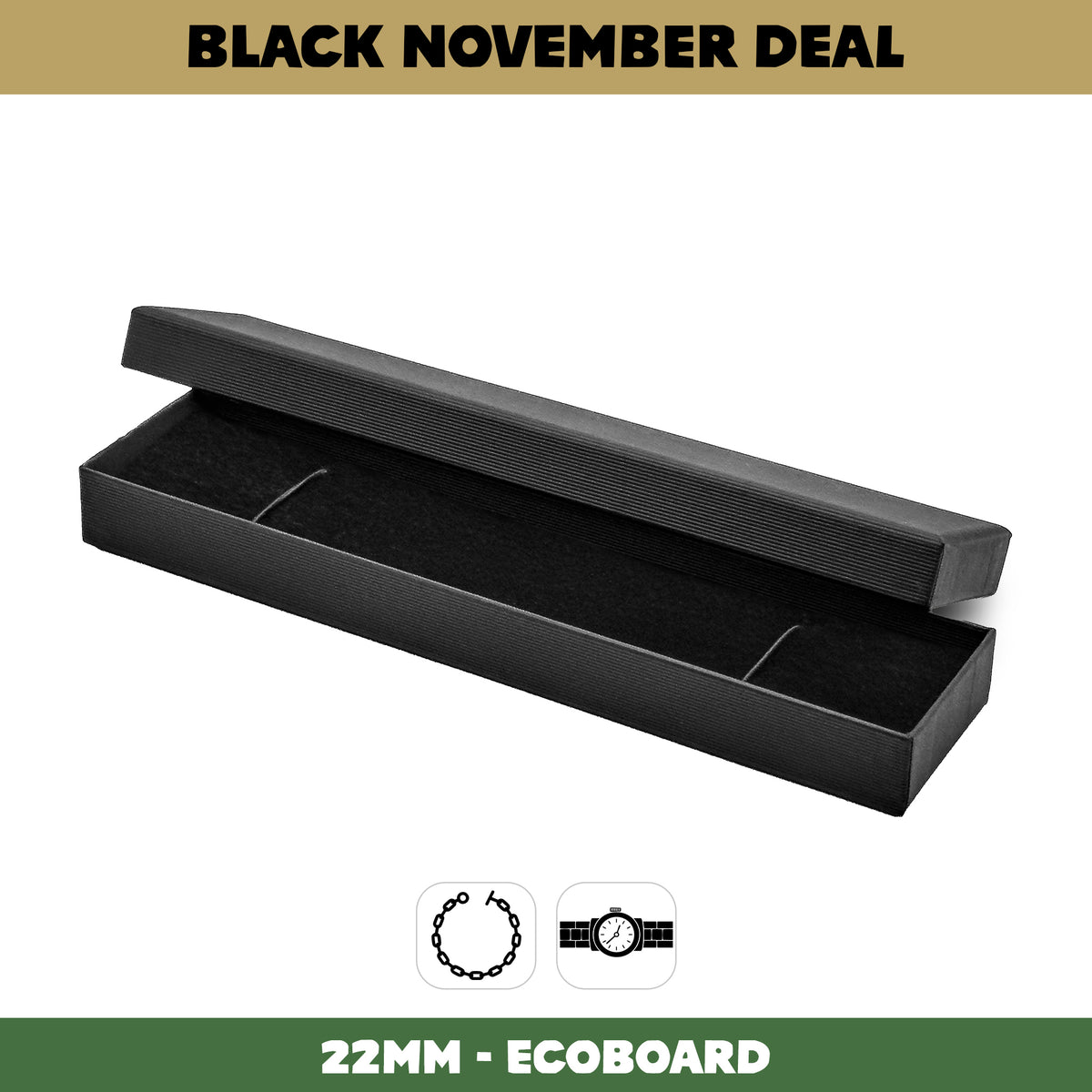 210x50x22mm Lima EcoBoard | Bracelet / Thin Watch Box | Sustainable Packaging (Pack of 20)