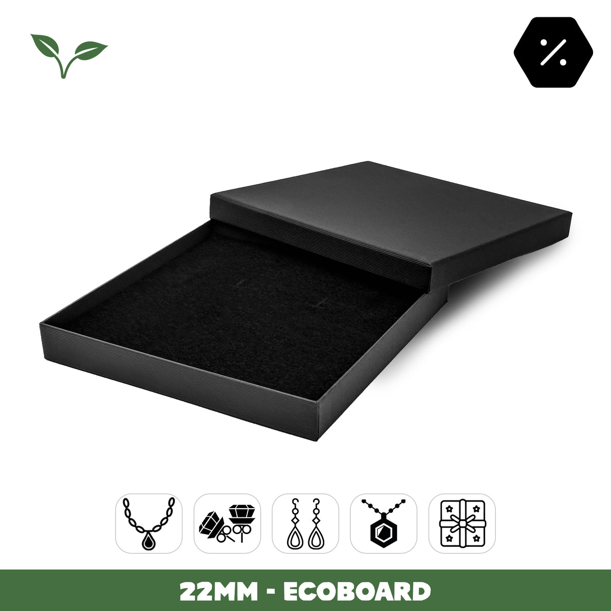155x155x22mm Lima EcoBoard | Extra Large Universal Jewellery & Gift Box | Sustainable Packaging (Pack of 10)