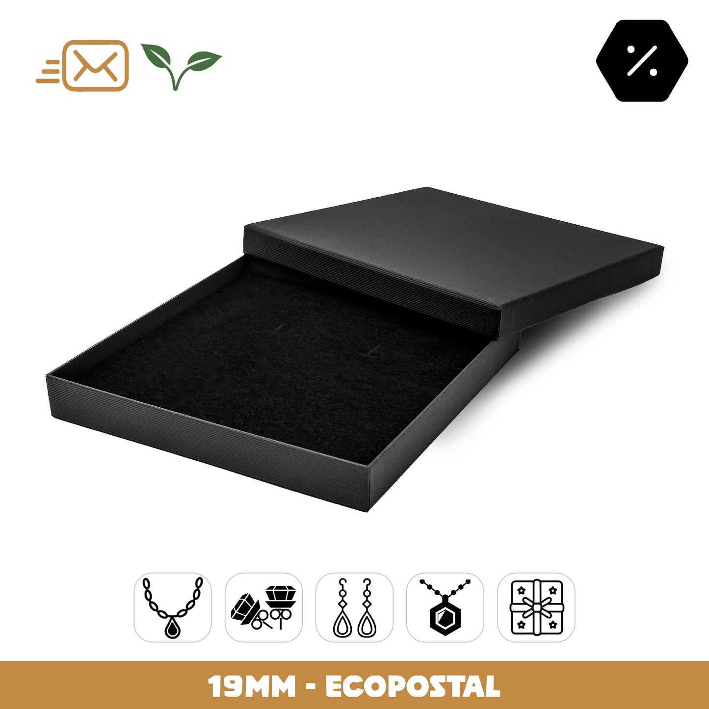 155x155x19mm Lima EcoPostal | Extra Large Universal Jewellery & Gift Box | Letterbox-Friendly Packaging (Pack of 10)