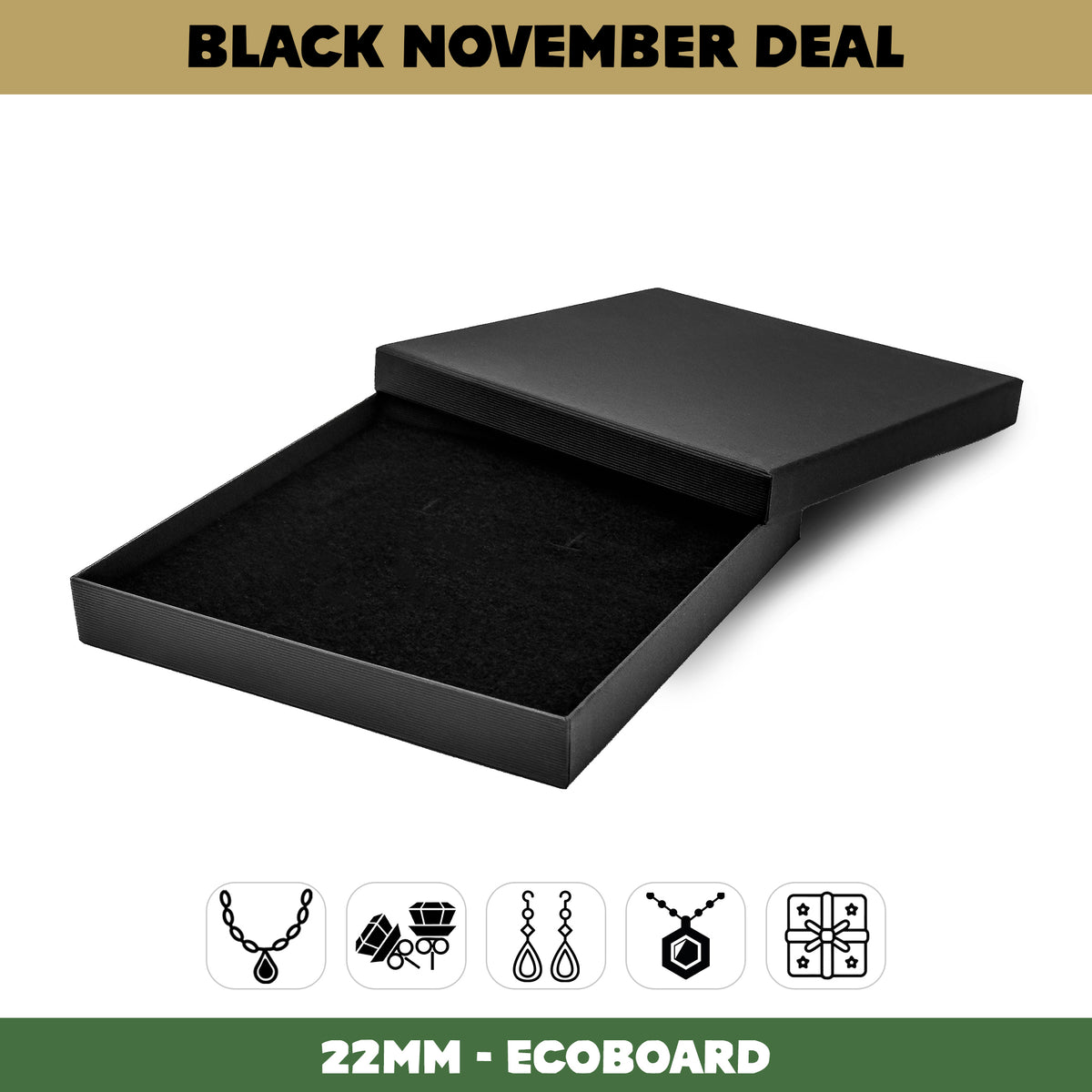 155x155x22mm Lima EcoBoard | Extra Large Universal Jewellery & Gift Box | Sustainable Packaging (Pack of 10)