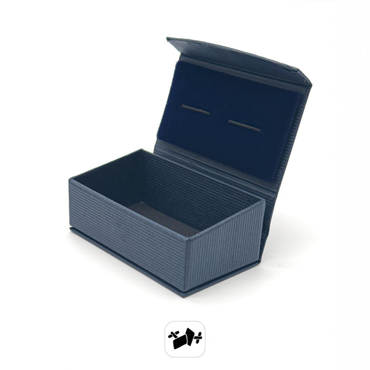 Flip Blue Ribbed Magnetic Cufflink Box (Pack of 20)