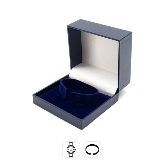 Marham | Classic Plain Navy Blue Leatherette Watch / Bangle Case (Pack of 12)