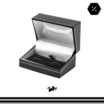 Milano Silver Cufflink | Traditional Leatherette & Velveteen Box with Classic Silver Tooling (Pack of 12)
