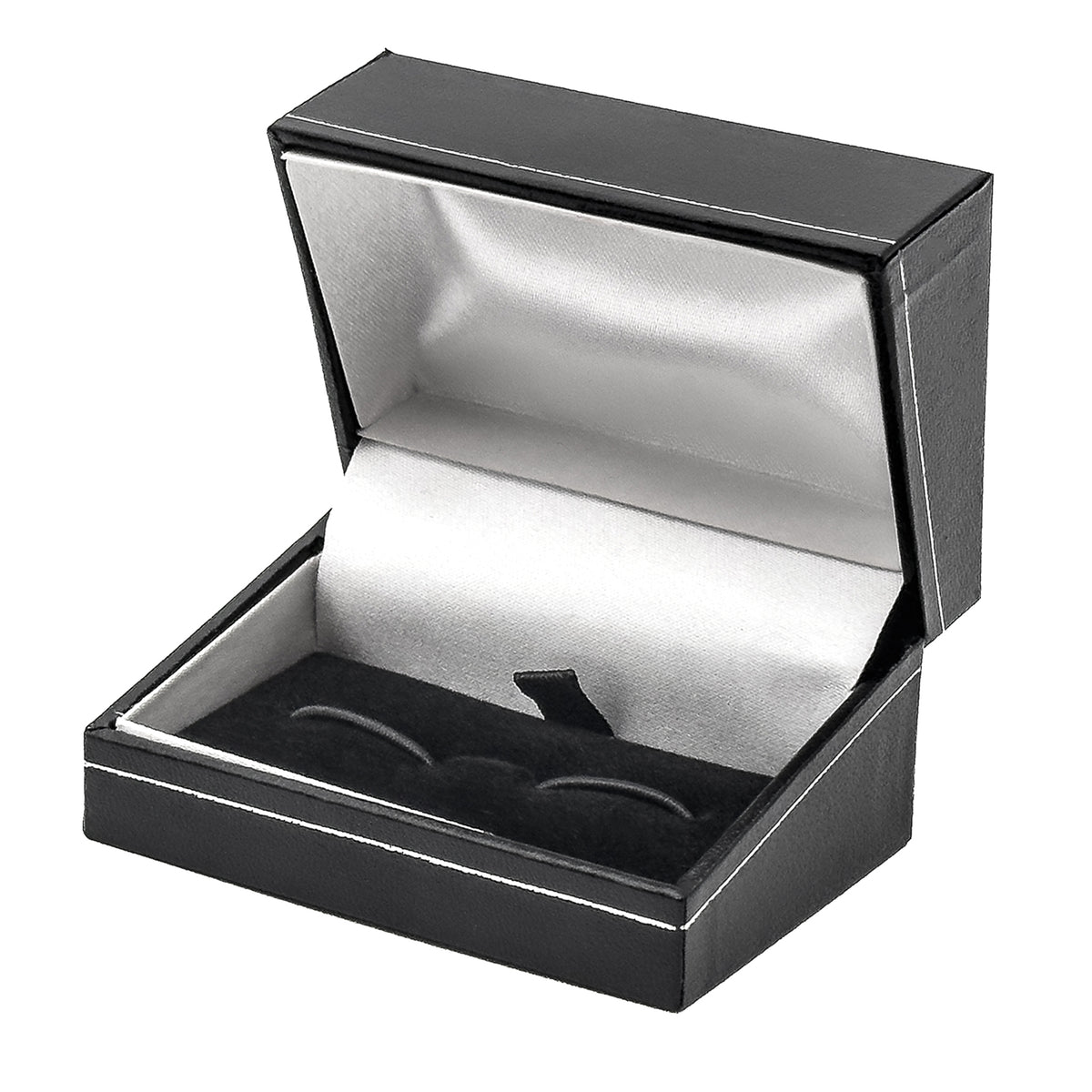 Milano Silver Cufflink | Traditional Leatherette & Velveteen Box with Classic Silver Tooling (Pack of 12)