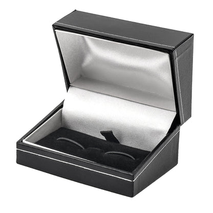 Milano Silver Cufflink | Traditional Leatherette & Velveteen Box with Classic Silver Tooling (Pack of 12)