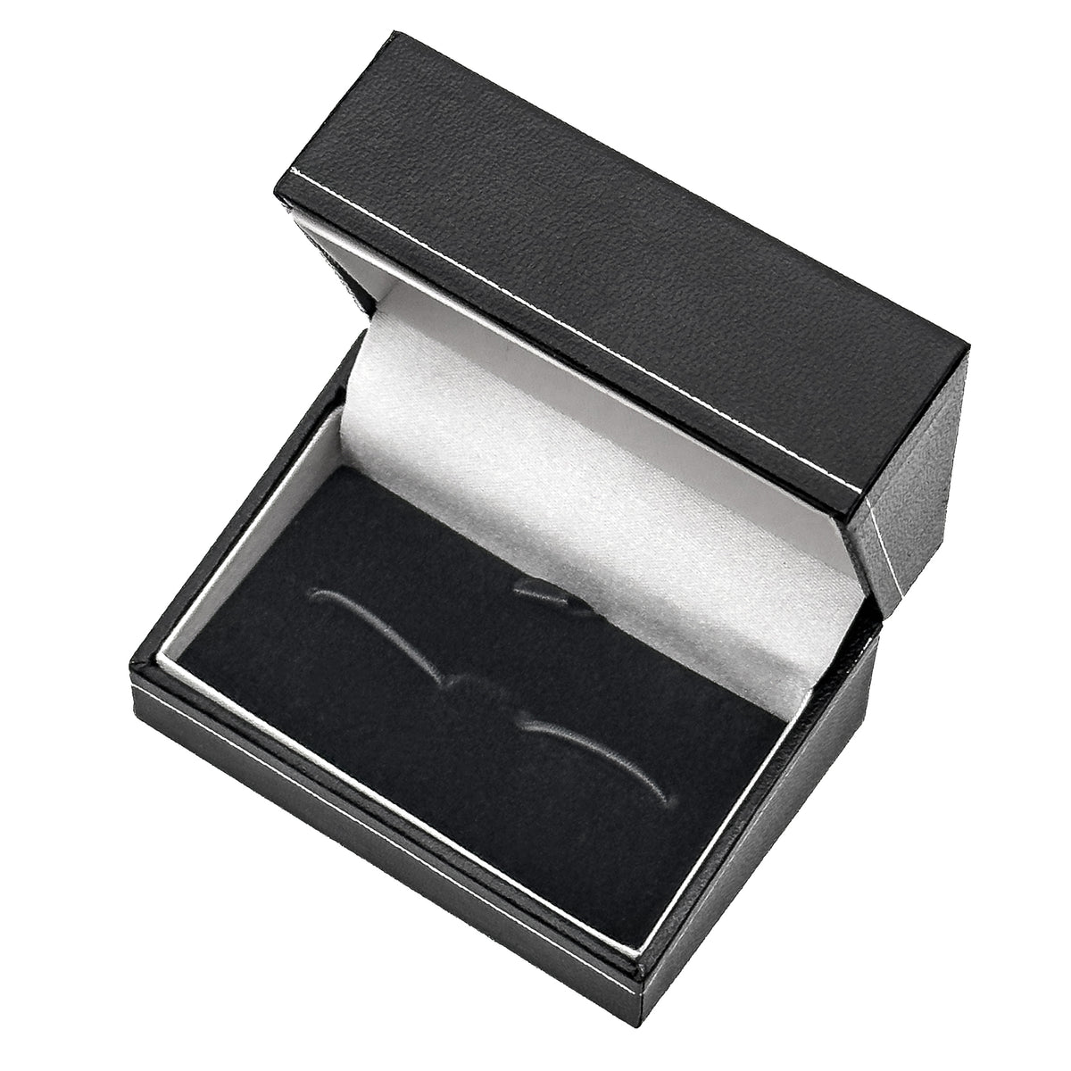 Milano Silver Cufflink | Traditional Leatherette & Velveteen Box with Classic Silver Tooling (Pack of 12)