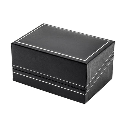 Milano Silver Cufflink | Traditional Leatherette & Velveteen Box with Classic Silver Tooling (Pack of 12)
