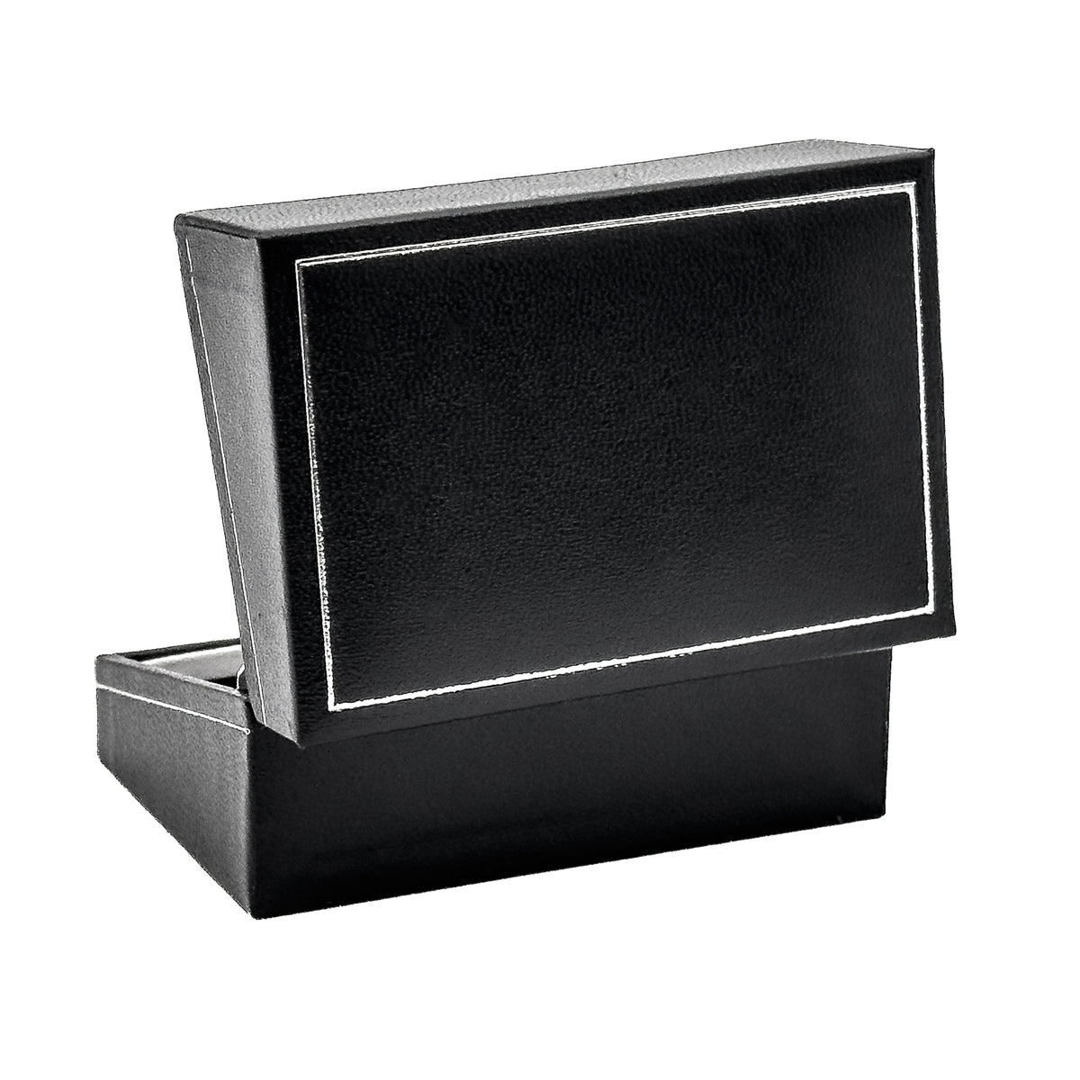 Milano Silver Cufflink | Traditional Leatherette & Velveteen Box with Classic Silver Tooling (Pack of 12)