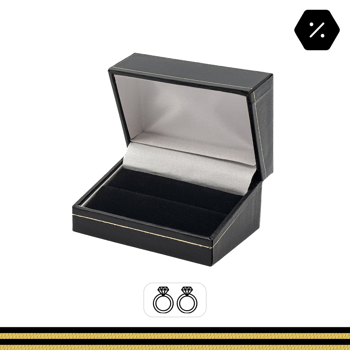 Milano Gold Double Ring | Traditional Wedding Ring Box with Classic Gold Tooling (Pack of 12)