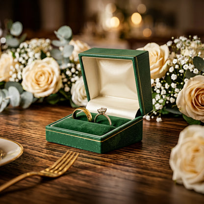 Milano Gold | Leatherette Double Ring Case for Wedding Bands | Classic Gold Profiling (Pack of 12)