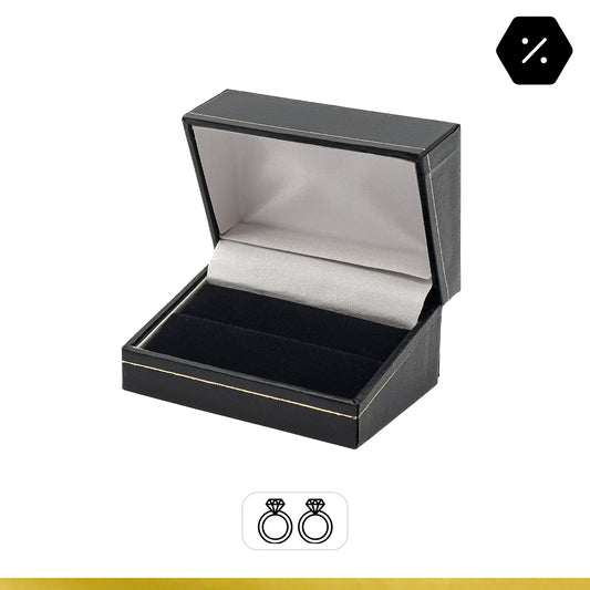 Milano Gold | Leatherette Double Ring Case for Wedding Bands | Classic Gold Profiling (Pack of 12)