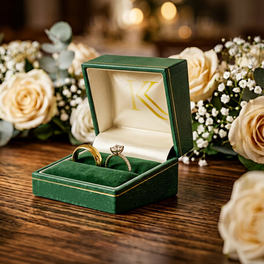 Milano Gold Double Ring | Traditional Wedding Ring Box with Classic Gold Tooling (Pack of 12)