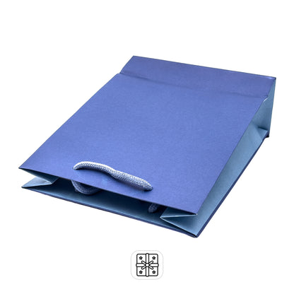 Blue Paper Tote Bags | Eco Two-Tone Bags with String Handles for Jewellery & Gifts (Pack of 10)