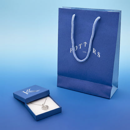 Blue Paper Tote Bags | Eco Two-Tone Bags with String Handles for Jewellery & Gifts (Pack of 10)