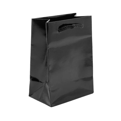 Modern Gloss Tote Bags | Black & White String Handle Bags for Jewellery & Gifts (Pack of 10)