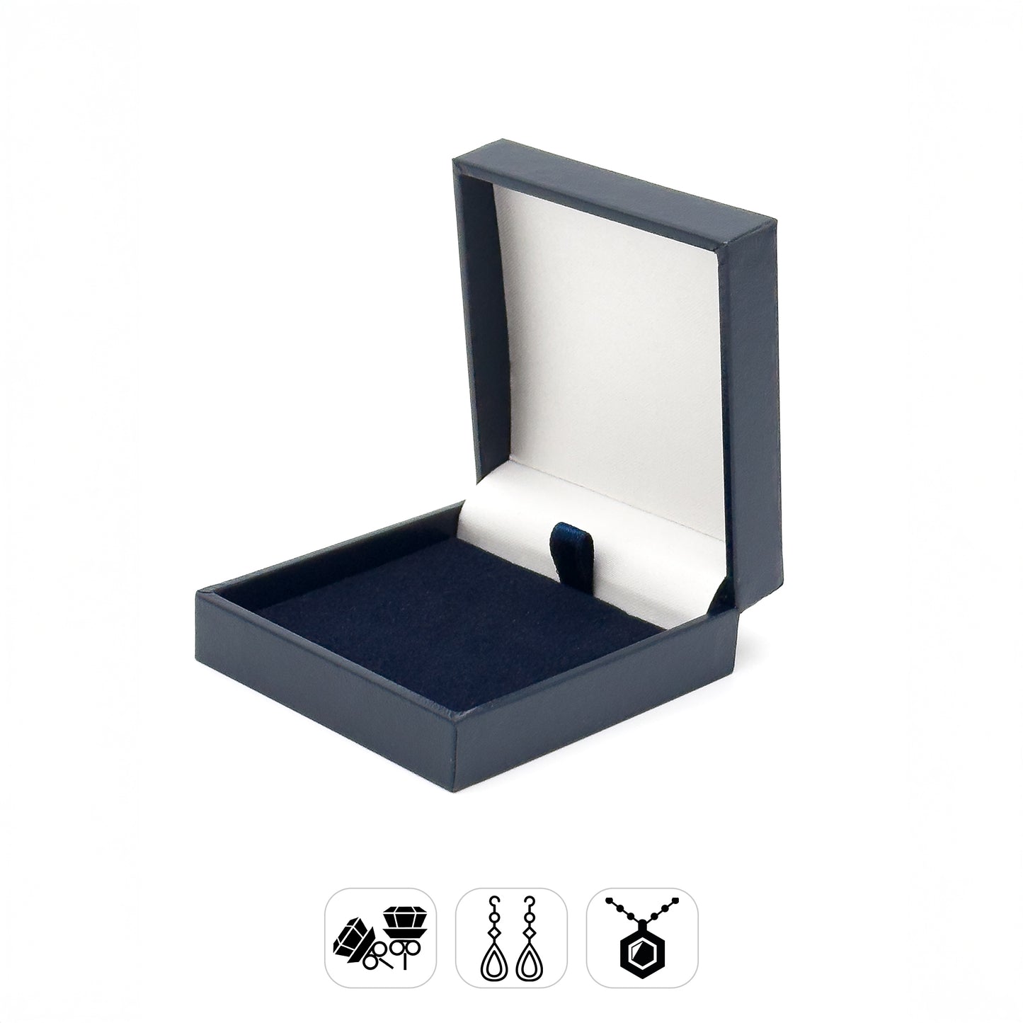 Modish | Square Navy Blue Leatherette Pendant Case (Pack of 12)