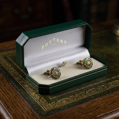 Mystique | Vintage Leatherette Cufflink Case with Gold Tooling (Pack of 12)