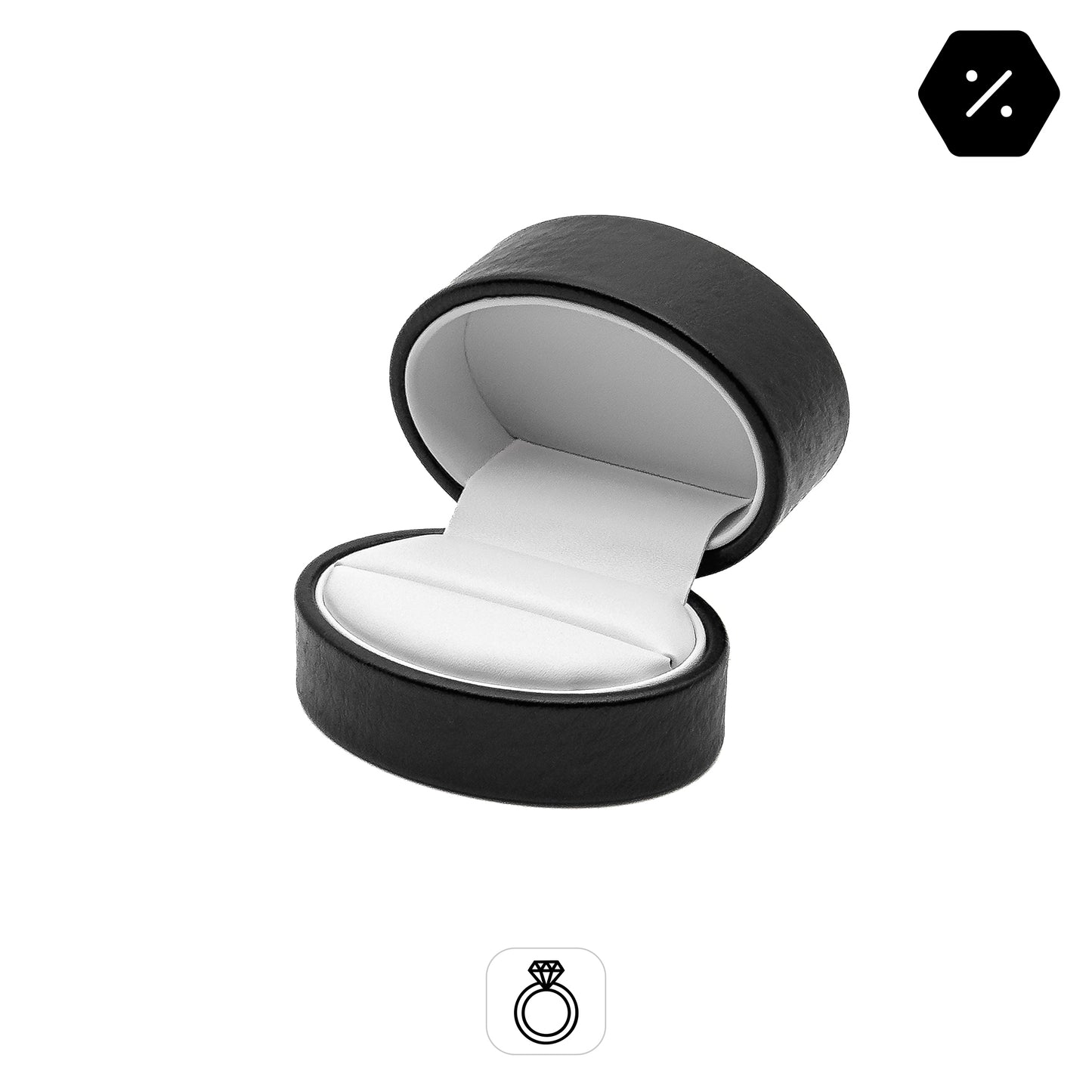 Napoli | Baroque-Inspired Black Oval Ring Case (Pack of 24)