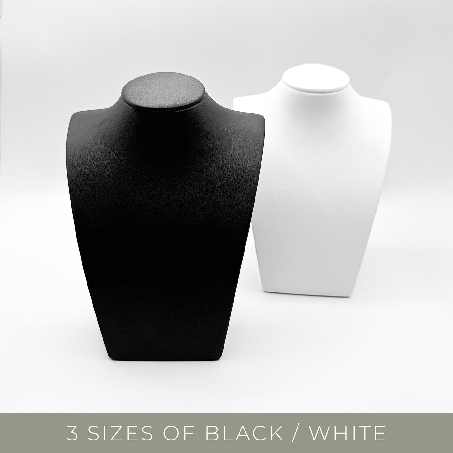 Neck Display Bust for Collars and Necklaces | 3 Sizes of Black / White