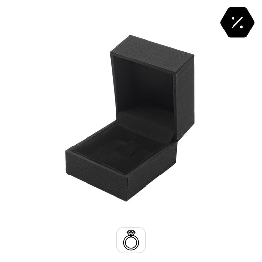 Nuance | Minimalist Deep Black Grained Leatherette Ring Case (Pack of 12)