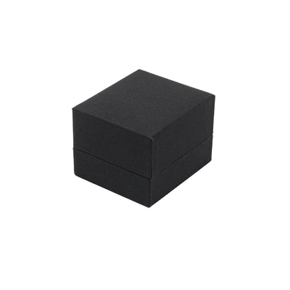 Nuance | Minimalist Deep Black Grained Leatherette Ring Case (Pack of 12)