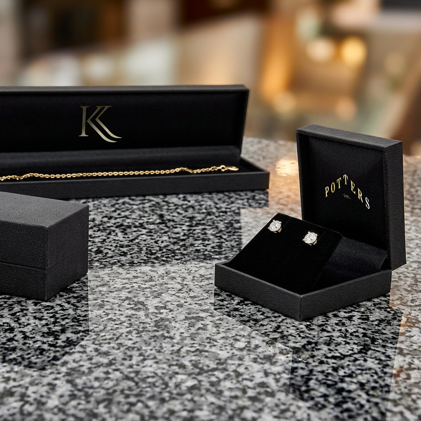 Nuance | Minimalist Deep Black Grained Leatherette Ring Case (Pack of 12)