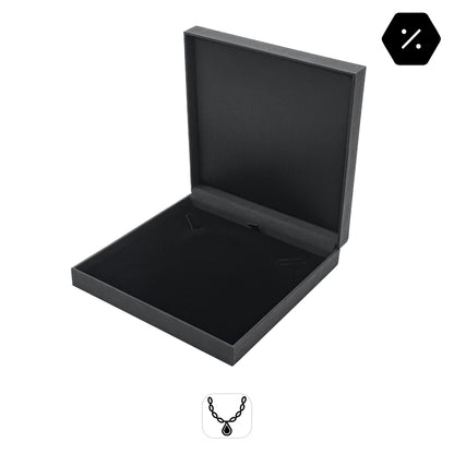 Nuance | Minimalist Deep Black Grained Leatherette Necklace Case (Pack of 12)