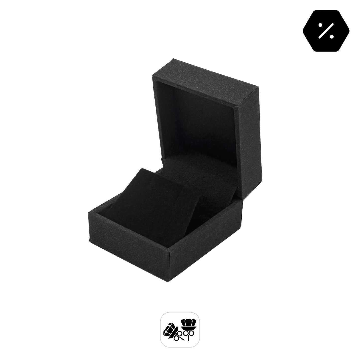 Nuance | Minimalist Deep Black Grained Leatherette Stud Earring Case (Pack of 12)