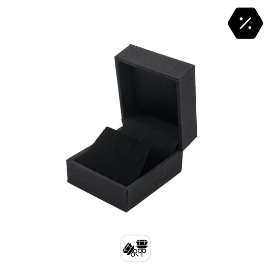 Nuance | Minimalist Deep Black Grained Leatherette Stud Earring Case (Pack of 12)