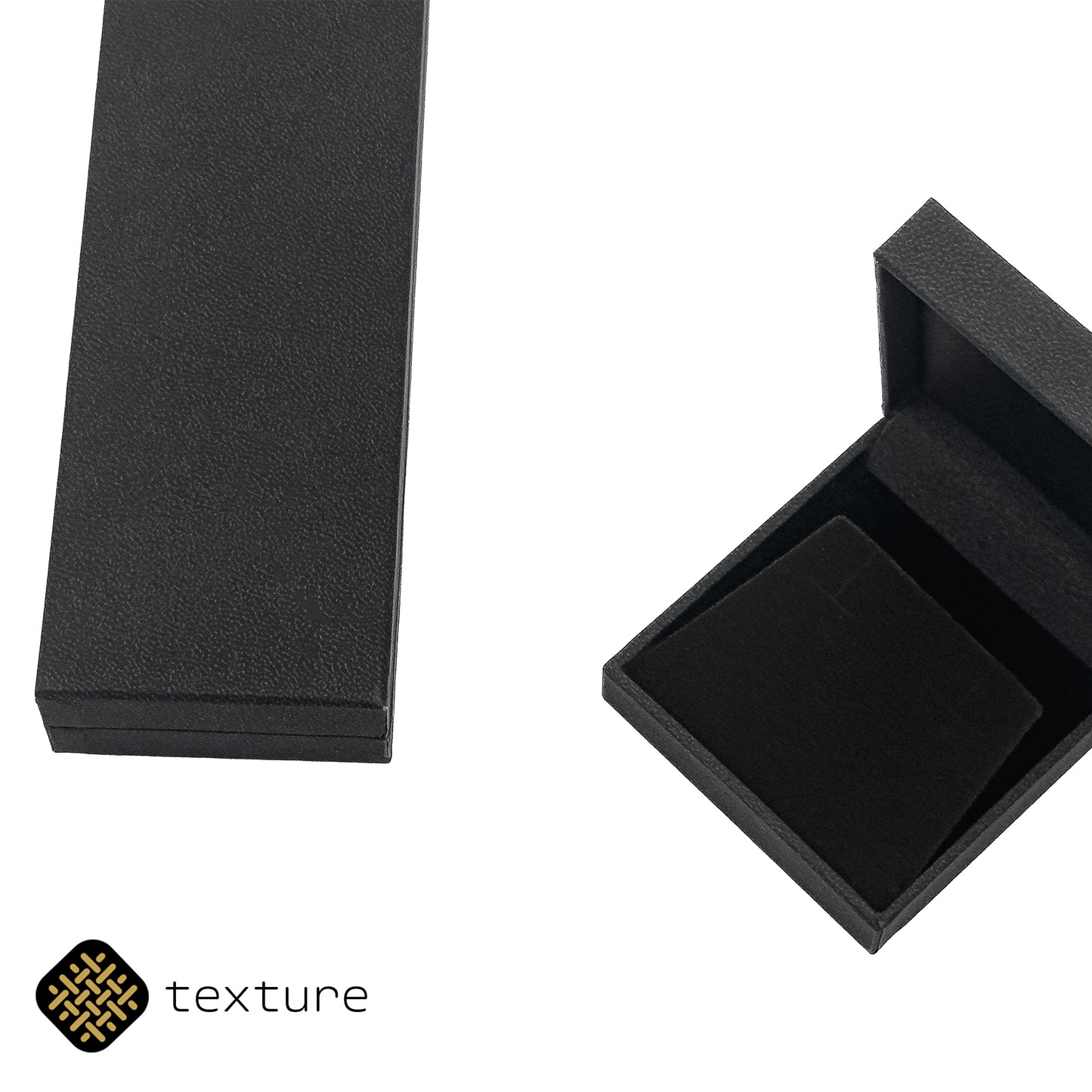 Nuance | Minimalist Deep Black Grained Leatherette Ring Case (Pack of 12)