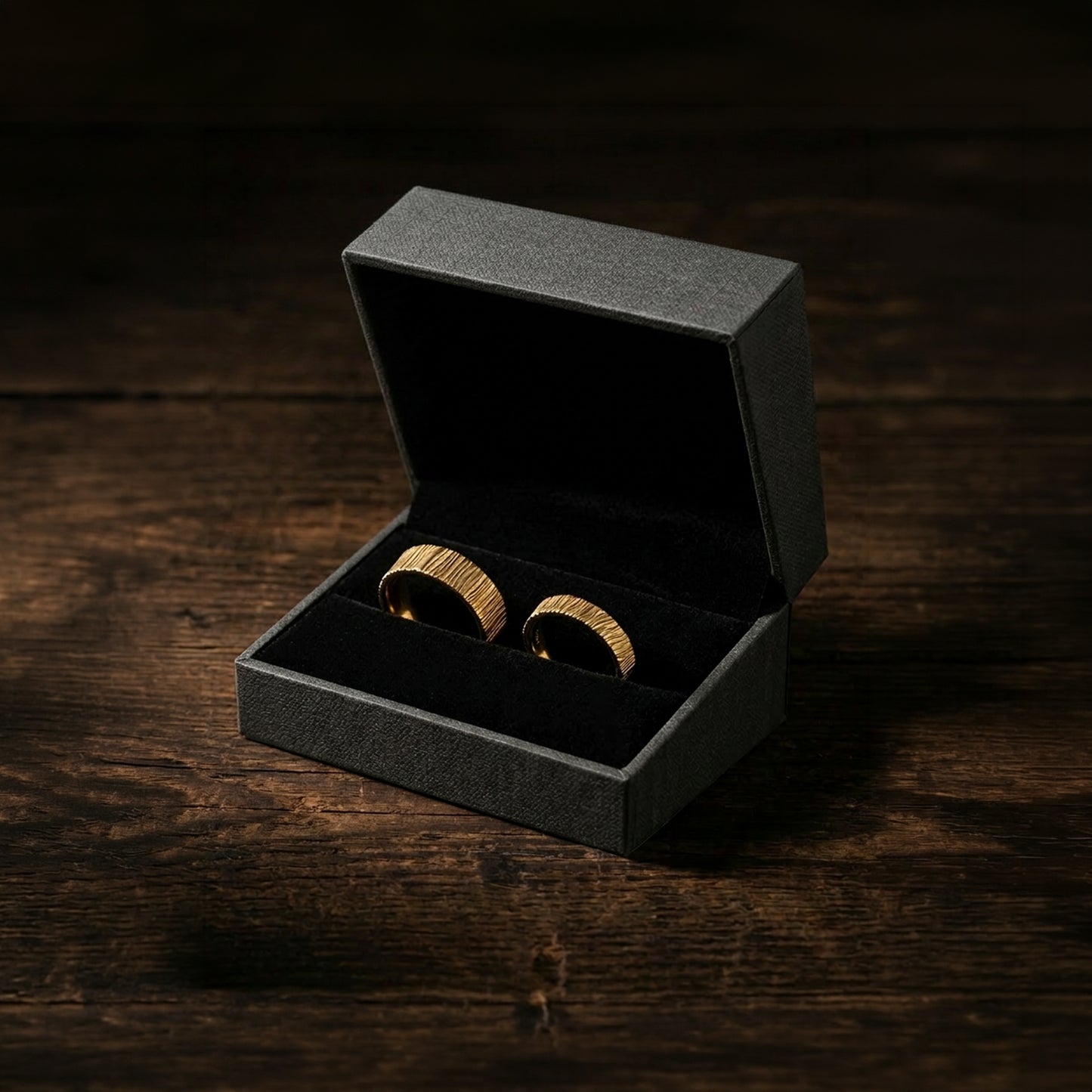 Nuance | Textured Black Leatherette Double Ring Case for Wedding Bands (Pack of 12)