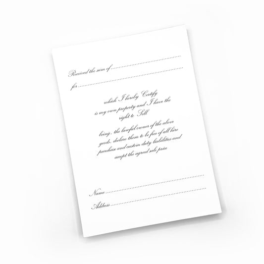 Right To Sell Jewellery Pad | 100 x A5 Forms | Jewellers' Essentials