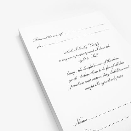 Right To Sell Jewellery Pad | 100 x A5 Forms | Jewellers' Essentials