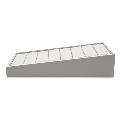 Impressions | Tiered Multi-Ring / Bangle Display Block  | White Lacquered Wood & PU Leather Finish
