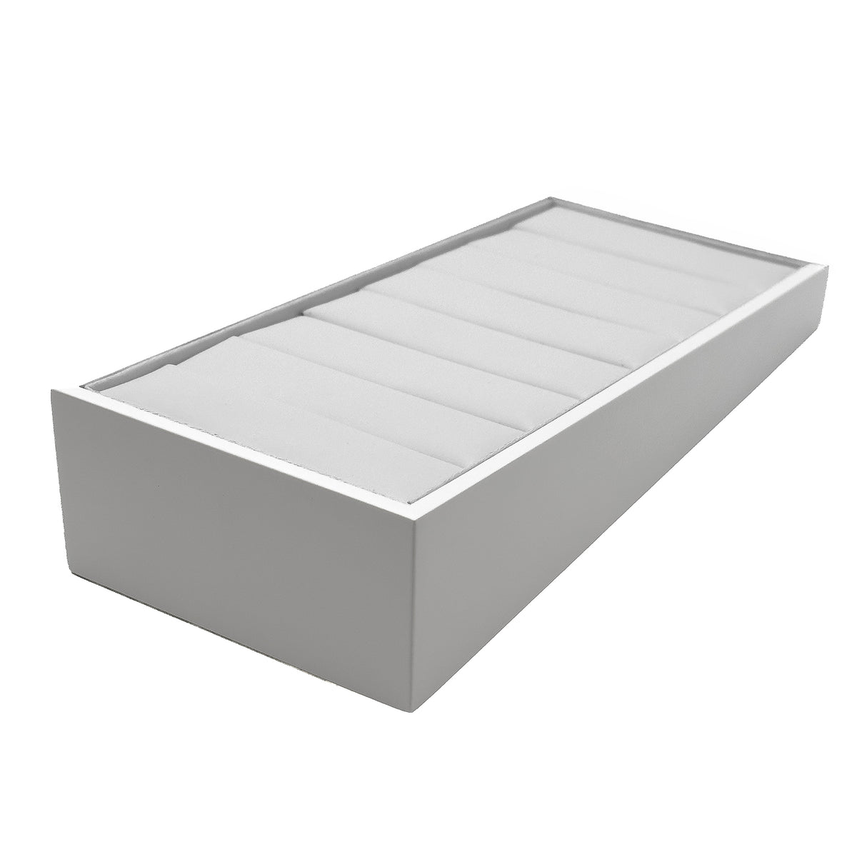 Impressions | Tiered Multi-Ring / Bangle Display Block  | White Lacquered Wood & PU Leather Finish