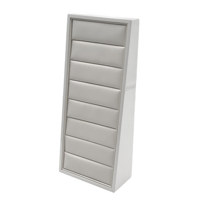 Impressions | Tiered Multi-Ring / Bangle Display Block  | White Lacquered Wood & PU Leather Finish