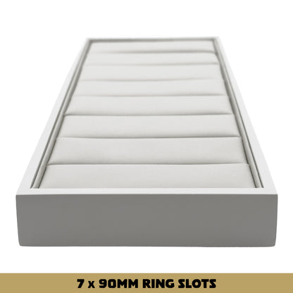Impressions | Tiered Multi-Ring / Bangle Display Block  | White Lacquered Wood & PU Leather Finish