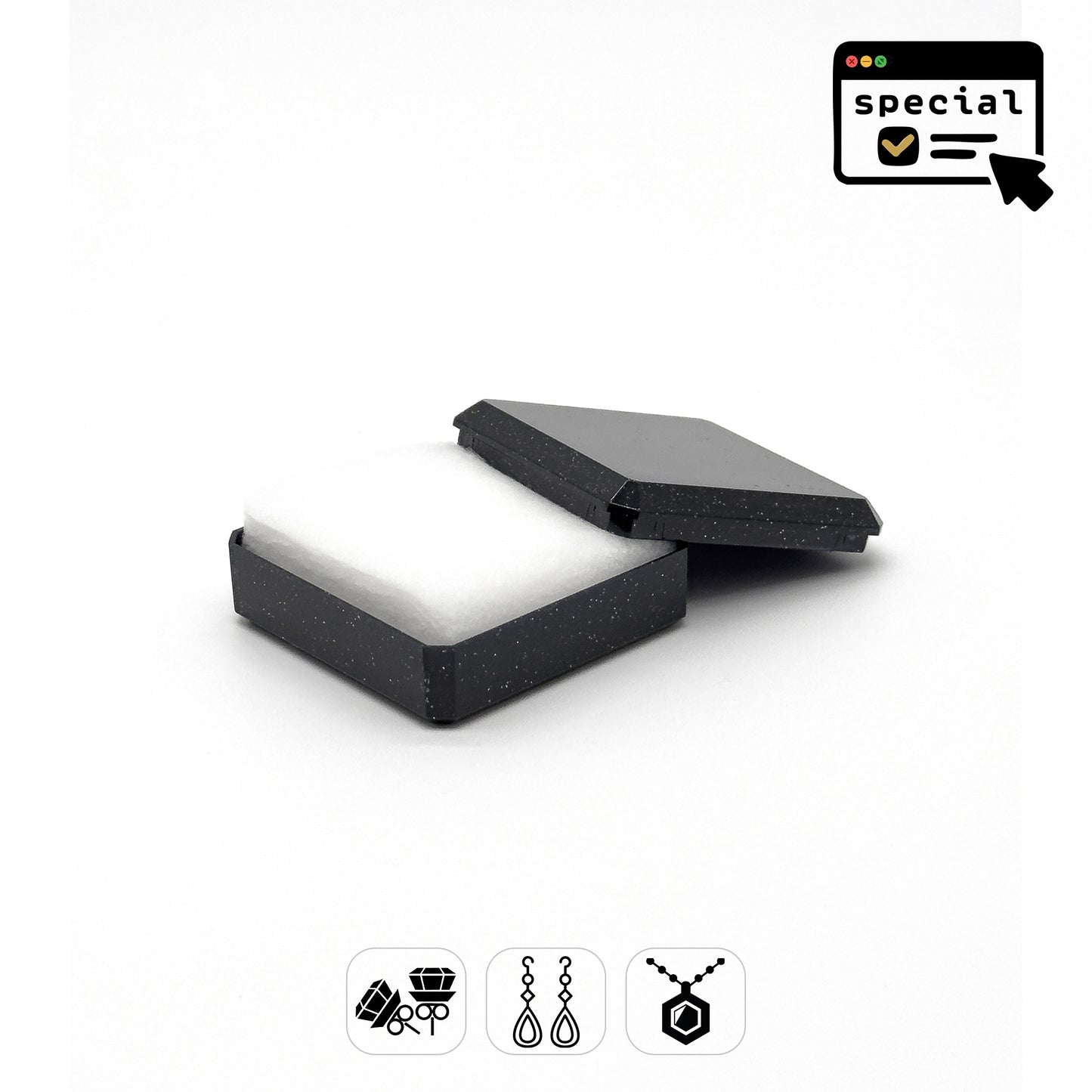 Sparkle (Special Order) | Glittered Medium Plastic Universal Box, 60x60mm (Pack of 96)